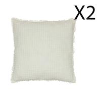 Lot de 2 Coussins Pegane - 45 x 45 x 10 cm - Blanc