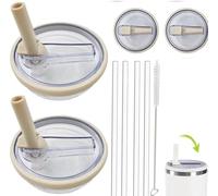 Lot de 2 couvercles de rechange pour gobelet Stanley Quencher H2.0 de 0,89 l, ne convient pas à iceflow de 0,89 l, couvercle réutilisable avec 4 pailles et 1 brosse de nettoyage