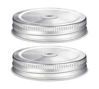 Lot de 2 couvercles en verre avec trou de paille Mason Couvercle d'étanchéité supérieur pour bocaux de conservation en verre Couvercle hermétique Secure 70 mm