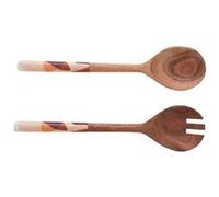 Lot de 2 couverts à salade Elena - Amadeus - Marron - Bois Bois G