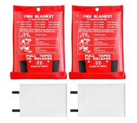 Lot de 2 couvertures anti-incendie en fibre de verre DIN EN 1869:2019 - Pour cuisine, cheminée, barbecue, camping, voiture - 100 x 100 cm