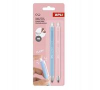 Lot De 2 Crayons Graphite - Hb - Bleu Ciel Et Rose - Rétractable - Mine Infinie - Ne Se Taille Pas - Facile À Effacer - Apli