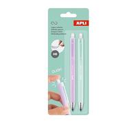 Lot De 2 Crayons Graphite - Hb - Vert Et Mauve - Rétractable - Mine Infinie - Ne Se Taille Pas - Facile À Effacer - Apli