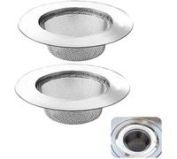 Lot de 2 crépines d'évier de cuisine en acier inoxydable, 7,5 cm, bouchon de lavabo de salle de bain, attrape-cheveux