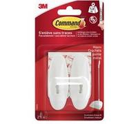 3M Crochet adhésif avec pointe en métal – Blanc, taille M – Supporte 1,3 kg – Lot de 2