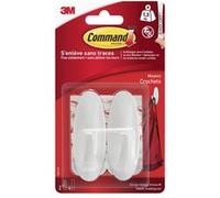 Lot de 2 crochets adhésif Plastique design, COMMAND, blanc 1.3 kg Blanc G