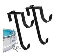 Lot de 2 crochets de rangement réglables en métal | Organiseur robuste à 2 niveaux pour outils de piscine | Support de suspension pour tuyau, râteau, brosse, écumoire, serviette, accessoires de