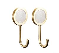 Lot de 2 crochets décoratifs en laiton massif avec vernis doré brillant et nacre, pour rangement mural polyvalent pour vêtements, sacs, chapeaux, carrelage miroir en métal, 2 unités (blanc)