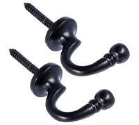 Lot de 2 crochets d'embrasse de rideau en fonte noire avec boule en forme de U pour rideaux, vêtements, manteaux.