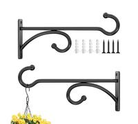Lot de 2 crochets muraux en métal pour pot de fleurs | Lot de 2 crochets pour panier, carillon, lanterne, mangeoire à oiseaux, maison, extérieur, jardin, porche, terrasse