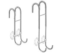 Lot de 2 crochets réglables pour porte de douche - 22,9 cm à 33 cm de long pour encadrer et sans cadre sur la vitre de la porte, porte-raclette, porte-serviettes pour maillots de bain, rozer,