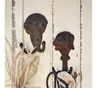 Lot de 2 crochets Samiran marron vieilli H/L/P env. 7/13/5 cm