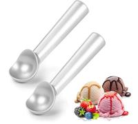 Lot de 2 cuillères à glace professionnelles en acier inoxydable | Boule a Glace 18 cm,Revêtement antiadhésif,Robuste pour boules de glace parfaites, gélato, pâte à biscuits et sorbet