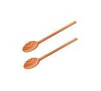Fackelmann 9986150 Lot de 2 cuillères de cuisine rondes 30 cm en bois d'olivier, cuillère en bois, cuillère cuisine, Marron, 30 x 7,8 x 1,2 cm