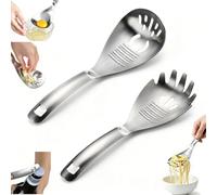 Lot de 2 cuillères de cuisine multifonctionnelles, 5 en 1 en acier inoxydable, râpe à ail, gingembre, cuillère fendue, presse-purée, séparateur d'œufs avec décapsuleur, pâtes pour la maison et la