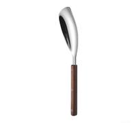 Lot de 2 cuillères de service en acier inoxydable 304 avec manche en bois - Écumoire à tête carrée pour légumes, pâtes, nouilles - Ustensiles de cuisine résistants à la chaleur - 24,1 cm - Marron