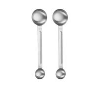 Lot de 2 cuillères doseuses double face en acier inoxydable - 1 cuillère à café de 5 ml et 1 cuillère à soupe de 15 ml - Cuillère à double extrémité à long manche pour moulu, haricots, poudre
