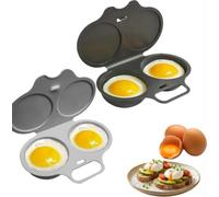 Lot de 2 Cuiseur à œufs micro-ondes oeuf,pocheuse à oeufs micro onde,cuit oeuf micro onde,plastique pp,cuiseurs à œufs pour micro-ondes, pour œufs mollets et durs,entretien facile，Gray+Black