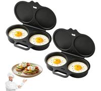 Lot de 2 Cuiseurs à Œufs Micro-Ondes, Pocheuse à Œufs Double Cavité 2 Œufs, Moule à Œufs Pochés Express, Sans BPA, Lave-Vaisselle, Gadget Petit-Déjeuner Rapide, Noir