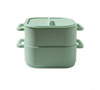 Lot de 2 cuiseurs vapeur en silicone pour micro-ondes - Cuiseur vapeur divisé - Bols mélangeurs - Contenants de stockage des aliments (vert)