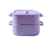 Lot de 2 cuiseurs vapeur en silicone pour micro-ondes - Cuiseur vapeur divisé - Bols mélangeurs - Contenants de stockage des aliments (violet)