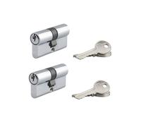 Lot de 2 cylindres de serrure double entrée 30x30mm aluminium anti-arrachement 3 clés nickel - SP