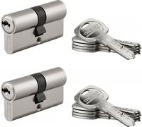 Lot de 2 cylindres de serrure double entrée Trafic 6, 30x30mm, s'entrouvrant, nickel,10 clés, Fonction urgence - THIRARD