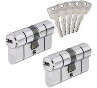 Lot de 2 cylindres pour porte double barillet 30+30mm D6PS Abus 5 clés