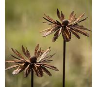Lot de 2 décorations de jardin rouillées en acier Corten - Piquet de jardin en métal - Fleur de coquelicot - Décoration de jardin - Tiges grimpantes - Piquet pour pot - Rouille naturelle