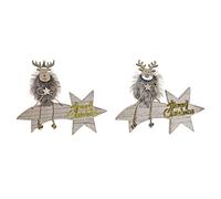Lot de 2 décorations de Noël en bois MDF 20 x 3 x 18 cm