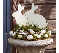 Lot de 2 décorations lapin Marty gris H/L/P env. 30/20/1 cm