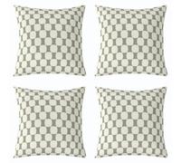 Lot de 2 Decorative Housse de Coussin 40x40 Gris Vert Damier Buffalo | Taie d'oreiller Milieu Du Siècle Housse d'oreiller Moderne Patchwork -