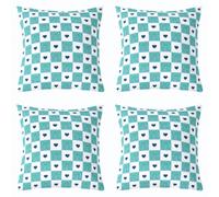 Lot de 2 Decorative Housse de Coussin 45x45 Turquoise À Voiturereaux | Taie Oreiller Coquette Grille Damier Housse d'oreiller Féminin Cœur Nœud -