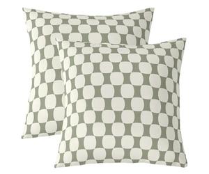 Lot de 2 Decorative Housse de Coussin 50x50 Gris Vert Damier Buffalo | Housse d'oreiller Milieu Du Siècle Taie Oreiller Moderne Patchwork -
