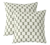 Lot de 2 Decorative Housse de Coussin 60x60 Gris Vert Damier Buffalo | Taie Oreiller Milieu Du Siècle Housse d'oreiller Moderne Patchwork -
