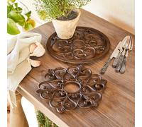 Lot de 2 dessous de plats Gratton marron vieilli