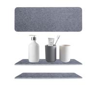 Lot de 2 dessous de verre en diatomite absorbant l'eau, porte-savon à séchage rapide, organisateur de comptoir pour tasse, savon, shampooing, lotions, bouteilles (gris foncé)