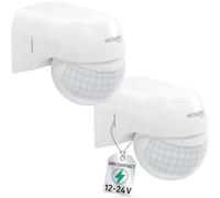 Lot de 2 détecteurs de mouvement Oktaplex Ana - 12 V - 24 V - Contact sec | Avec contact sans potentiel, plage de détection de 180°, capteur PIR IP44 pour camping-car, bâtiment et commandes basse