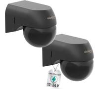 Lot de 2 détecteurs de mouvement Oktaplex Ana 12 V 24 V contact sec | Contact sans potentiel, portée de détection de 180°, capteur PIR IP44 pour camping-cars, bâtiments et commandes basse tension