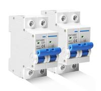 Lot de 2 disjoncteurs CC - Système PV - 500 V - 20 A - 2 pôles - Disjoncteur solaire - Disjoncteur automatique pour systèmes photovoltaïques - Disjoncteur d'air de protection - Montage sur rail DIN 35