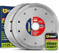 Lot de 2 Disque Diamant 125 mm x 22,23 mm Extra Fin pour Carrelage, Céramique et Pierre Naturelle - Disque à Tronçonner Diamant 1,2 mm pour Meuleuse d’Angle GRAFF