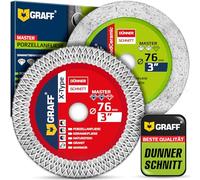 Lot de 2 Disque Diamant 76 mm x 10 mm Super Fin pour Carrelage, Grès Cérame, Céramique et Pierre Naturelle - Disques à Tronçonner Diamant 1,3 mm pour Meuleuse Droite et Mini-Meuleuse GRAFF