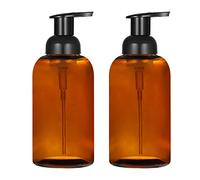Lot de 2 distributeurs de Savon en Verre Transparent épais avec Pompe à Mousse, 368,5 g - Flacons Ronds Transparents avec Pompe à Mousse (Blanc, 368,5 g)