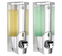Lot de 2 distributeurs de savon muraux, distributeur manuel avec pompe de 350 ml pour la maison, la salle de bains, la cuisine, les hôtels et les restaurants (argent)