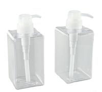 Lot de 2 distributeurs de savon transparents rechargeables de 450 ml chacun pour salle de bain ou cuisine, têtes de pompe amovibles pour PETG en plastique transparent, design anti-fuite pour