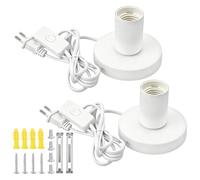 Lot de 2 douilles de lampe de bureau E27 avec interrupteur à câble, pied de lampe de table vintage E27, douille industrielle avec fiche, câble d'alimentation de 1,8 m, pour chambre à coucher, salon