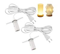 Lot de 2 douilles E14, câble de 1,8 m avec interrupteur et prise européenne | Câble de raccordement blanc avec douille E14 isolée et interrupteur intermédiaire pratique pour lampes de sel