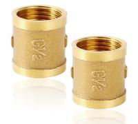 Lot de 2 douilles en laiton 1/2" IG/IG double mamelon | Adaptateur de raccord fileté intérieur 1/2", douille G1/2", laiton DN15, double manchon de raccordement pour raccord de tuyau