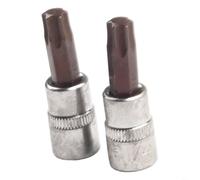 Lot de 2 douilles Star Drive compatibles avec les boulons T8 à T40 avec tige hexagonale de 6,35 mm fabriquée à partir d'acier au chrome vanadium trempé par induction pour mécanicien professionnel et
