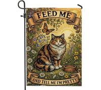 Lot De 2 Drapeaux De Jardin Chat Papillons Vintage 30X45Cm | Drapeaux Décoratifs D'Extérieur Inaltérable Double Stitched Garden Flag pour Pendre la crémaillère Fête Plate-forme